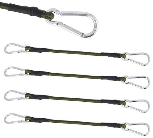 Spanngummi mit Karabiner,4PCS Outdoor Bungee Cords Carabiner Expander mit Karabinerhaken Robuster Gummispanner mit Haken Gepäckspanner Set Vielseitiger Gummibänder für Sonnensegel,Garten,Fahrrad,Auto