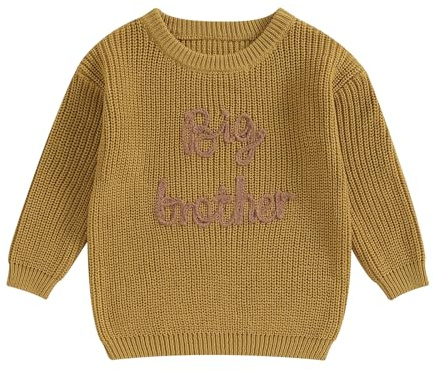 Geagodelia Baby Boy Brother Knitted Jumper (Big Brother Yellow, 3-4 Years)