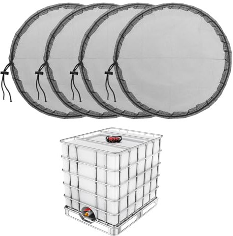PATIKIL 13.7 Pouce IBC Couvercle Filtre Mesh Couvercle 4 Paquet Polyester IBC Tote Couverture pour 275 Gallon Eau de Pluie Réservoir, Noir