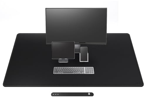 Cacoy 130x70cm Large Gaming Mouse Pad for Desk, PU Leather Desk Pad Protector for Office and Home, Waterproof Table Mat, Oversized Computer Keyboard Mouse Mat (Black)