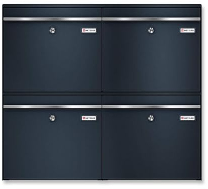 Metzler Sistema di cassette postali XXL per 4 persone - casa unifamiliare in acciaio massiccio in antracite RAL 7016 - con targhetta sostituibile - montaggio a parete - 390 x 1031 x 116 mm - Bk212
