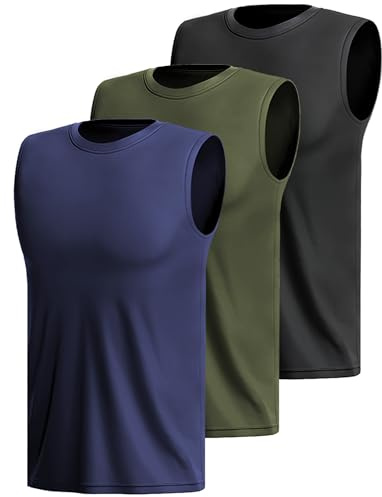 Hioutdoor 3 O 5 Confezioni Canotta Sportiva da Uomo Senza Maniche Camicia Fitness sotto Le Ascelle Muscolare Ad Asciugatura Rapida Corsa Traspirante Palestra Funzionale Gilet Multipack L