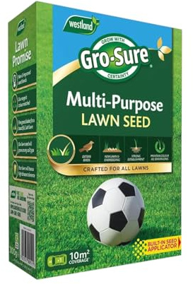 Gro Sure Multi Purpose Lawn Seed – Fast-Growing, Durable Grass Seed for Healthy Lawns – Ideal for General Lawn Care, Repair, Over-Seeding, and Bare Patch Coverage (10m2)