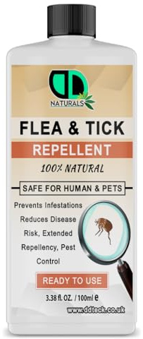DD Teck Flea & Tick for Home, Dogs & Cats – Lick-Safe, Fast-Acting Flea Treatment with Essential Oils – Controls Fleas, Ticks, Lice & Mites – Safe for Pets, Humans & Indoor Household Use (100ml Cap)