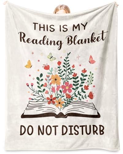 Glydein Book Lovers Gifts for Women Men, Flannel Soft Book Reading Blanket Decor, Reader Gifts for Birthday, Reading Accessories, Bookish Bookworm Gift - 50'' x 60''