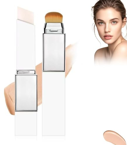 Color Changing Foundation Stick, Cover Cream Stick V White Foundation Sticks, Full To Medium Coverage Base Makeup, With Brush Head, Suitable for All Skin Types（Natural）