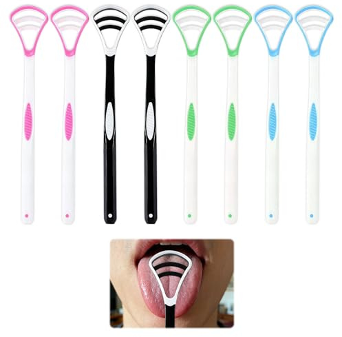 Tongue Scraper Kids, 8 Pack Tongue Scrapers for Adults and Children, Tongue Cleaner for Oral Hygiene and Fresh Breath, Reusable Double-Sided Soft Tongue Brush, Easy to Use and Clean