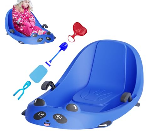 Palaufr Trineo de nieve | Deportes de invierno con respaldo | Trineo para niños al aire libre con freno | Para colinas cubiertas de nieve Parque Patio trasero Patio infantil Niñas Niños