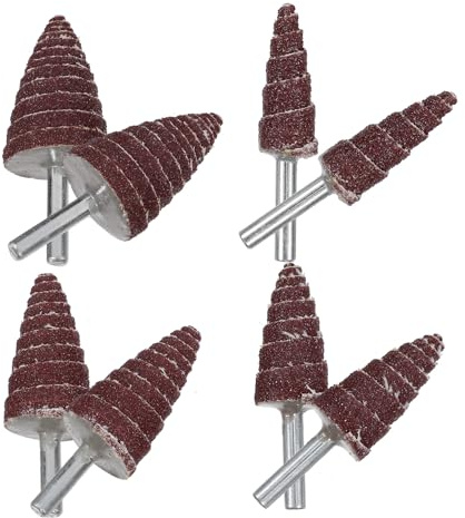 NUOBESTY Testine di Rettifica Coniche 6Mm Gambo Set 8 Pezzi Ruote Lamellari Abrasive in Carta Vetrata Mole Abrasive di Ricambio per Utensili Rotanti Levigatura e Lucidatura