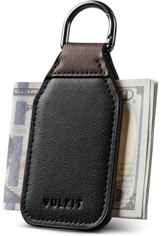 VULKIT Magnetic Money Clip with Keyring, Leather Money Clip, Multi-Purpose Magnetic Hat Clip for Cash and Keys