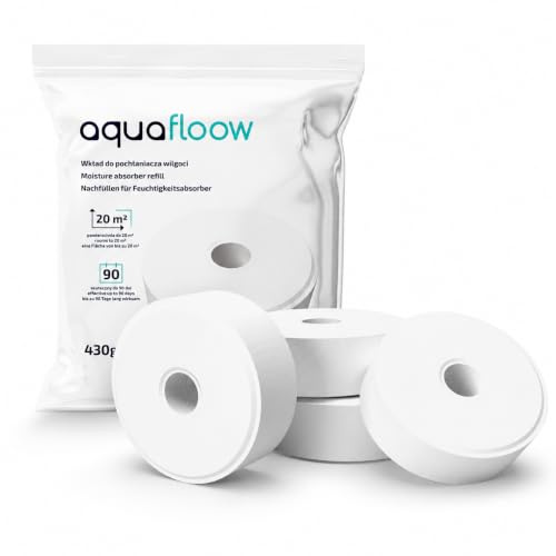 Aquafloow Luftavfuktare Refilltabletter 4x430g Anti Fukt | Refilltabletter luftavfuktare minskar fukt och dålig lukt avfuktare kalciumklorid fuktabsorberande refill