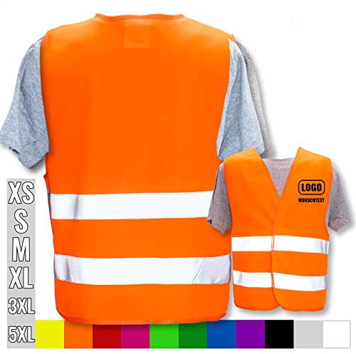 PixiPrints.com Hochwertige Warnweste mit Leuchtstreifen * Farbe: Orange (XL/XXL) * OHNE Druck * Markenwesten * Klettverschluss