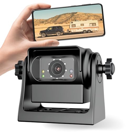 EWAY Strong Magnetic Wireless Backup Camera for iPhone Android, WiFi Hitch Camera Rechargeable Battery for Hitch Gooseneck Travel Boat Horse Trailer Truck Camper RV Front Rear View Reverse Back up