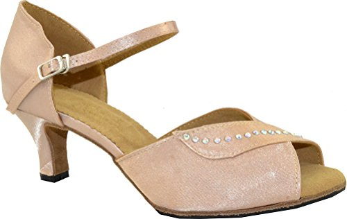 Zapatos de baile profesional para mujer Salsa Cha-cha 2IN Peep-Toe, carne, 39 EU