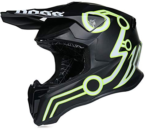 Woljay Motorrad Crossbike Motocross Downhill Enduro Helm Integralhelm Motorradhelm ATV mit Brille (Schwarz & Grün, XXL)
