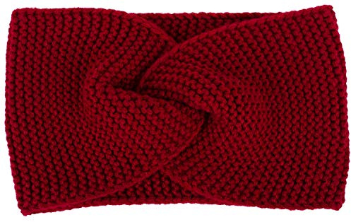 styleBREAKER Damen Feinstrick Stirnband mit Twist Knoten, Krausstrick Muster, warmes Winter Haarband, Headband 04026054, Farbe:Bordeaux-Rot
