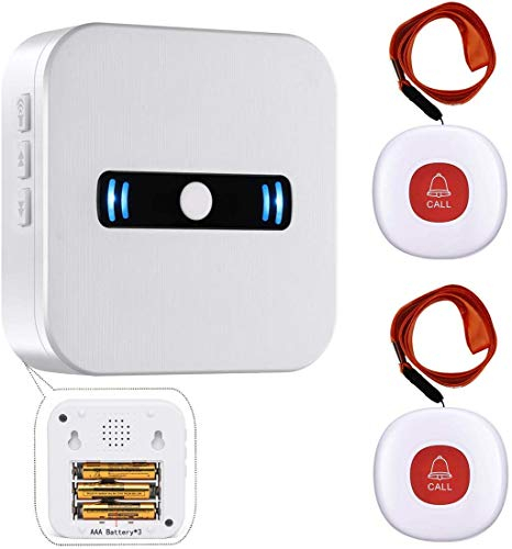 Daytech Avisador Personas Mayores,Boton Emergencia Ancianos,El Boton Llamada Emergencia es Adecuado Para Familiares que Necesitan ser Atendidos en Casa(1 Receptor + 2 Botón)