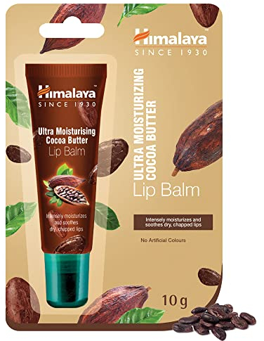 Himalaya Balsamo per le labbra Mousturising Tubo di cacao ricco burro di cacao cura delle labbra 10g, Confezione da 1, Cocoa Butter 10g, Confezione singola