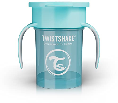 Twistshake 360 ​​Tasse | Baby-Schnabeltasse mit 360°-Trinkrand - 230 ml | Lernbecher für Kinder mit Henkeln | Auslaufsicherer Trinkbecher für Kleinkinder | BPA-frei | 6+ Monate | Blau