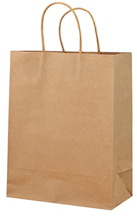 Kraftpapiertüten mit Henkel, 50 Stück Papiertragetasche Braune Tüten Papier Kraftpapier Brottüten Boutique Waren Obstbeutel Geschenktüten Papier Mittagessen Kindergeburtstag Papiertüten-1-21x11x27cm