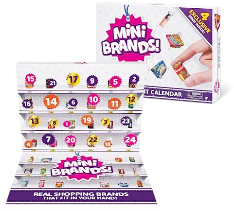 Mini Brands Calendario de Adviento de ZURU Mini Brands Edición Limitada Calendario de Adviento con 4 Minis exclusivos, juguetes coleccionables misteriosos viene con 24 minis (multicolor)