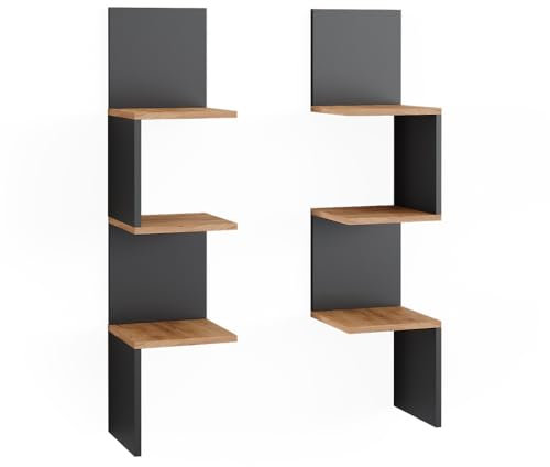 Vicco Libreria angolare da terra Paolo, Antracite, 28 x 116.4 cm Set di 2