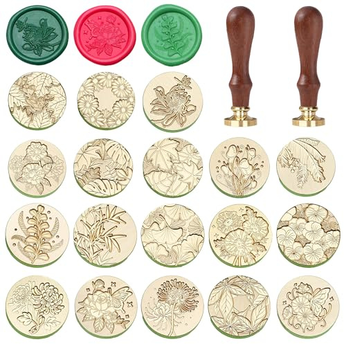 Ychostamp 18 st botanisk vax försegling stämpelkit lotus pensé palmträd spindel lilja monstera och mer växt blomma design vax stämplar för kuvert journaler