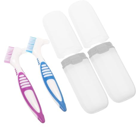 UKCOCO Kit de Voyage pour Brosse à Dents Double Face Ensemble de 2 Pièces Portable et Pratique Nettoyage des Prothèses Dentaires Accessoire de Soins Bucco-Dentaires Maison Voyages