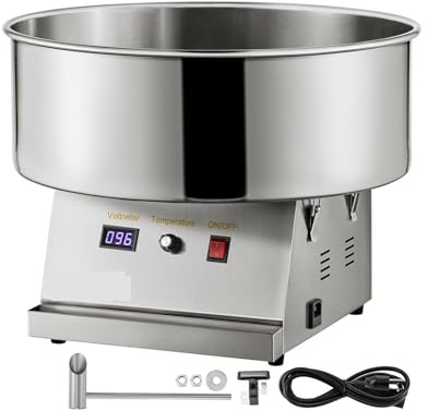 Elektrisk sockervaddsmaskin Kommersiell Candy Floss Maker Marshmallow for karnevaler Födelsedagsfester Sportevenemang(Silver)