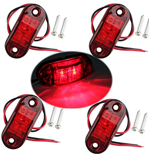 Futheda 4pcs IP65 Oval LED Lamps Side Marker Lights 12V/24V Front Rear Lights Universal Indicator of Position for Truck Trailer Van Caravan Lorry Car Bus Boats Red