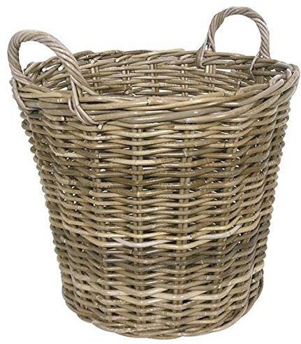 Corbeille à bois ronde poelet gris PM