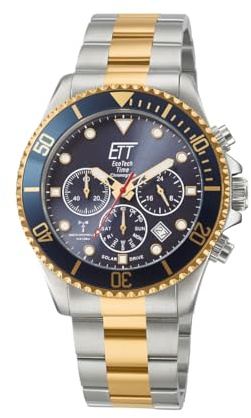 ETT Eco Tech Time Funk Solar Herren Uhr Analog mit Edelstahl massiv Armband EGS-11609-35M