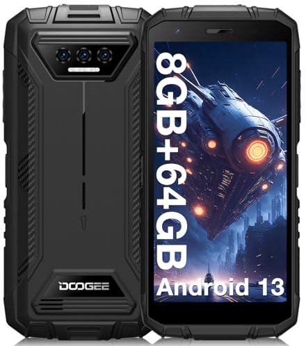 DOOGEE S41T Téléphone Portable Incassable 2024 8Go+64Go(1To), 6300mAh Batterie Smartphone Incassable 13MP Caméra, Smartphone Antichoc Écran 5.5 FHD Android 13, 4G Dual SIM/NFC