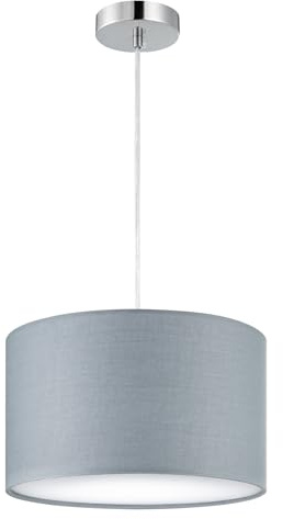 Zedelmaier Pendelleuchte Lampenschirm Hängelampe Stoff Grau Ø30cm E27x1/40w