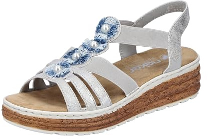 Rieker Sandales compensées pour femme 62771 Gris 39 EU, gris, 39 EU