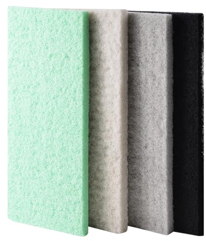 VILLNO 4-Pack Mixed Aquarium Sponge Filter Pad, Cut-to-Fit Aquarium Foam with Ammonia&Carbon&Phosphate Reducer, Aquarium Filter Foam Sponges for Fish Tank Filters (12.6 x 5 x 1'')