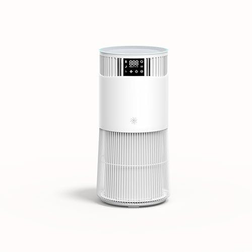 Amicura P2 Luftreiniger mit H13 HEPA Filter, 92% Tierhaare Entfernung, 99% Geruchsentfernung für Allergiker & Haustiere, Intelligent, App Steuerung, <32dB Nachtmodus, Sicher für Katzen, Weiß