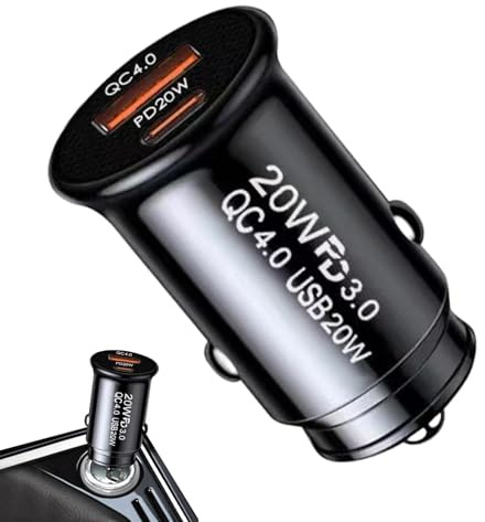 Cargador USB de Coche – Carga rápida QC4.0, Puerto Tipo C y USB
