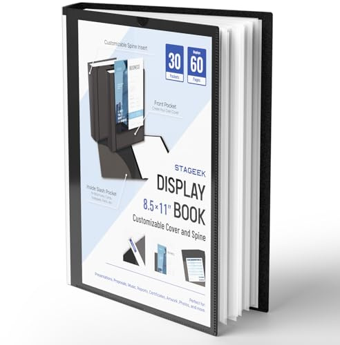 STAGEEK 30-Pocket Portfolio Binder Display 60 Pages, 8.5x11 Binder with Plastic Sleeves, Art Portfolio Folder with Clear Sheet Protectors, Presentation Book for Artwork, Document Organizer