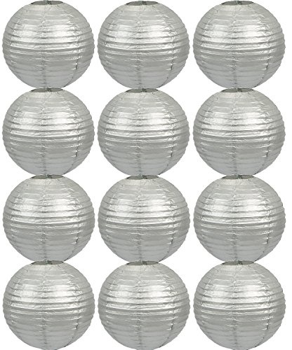 Tmade 12 PCS 10 Silver Paper Lanterns for Birthday Baby Shower Wedding Party Garden Home Decoration