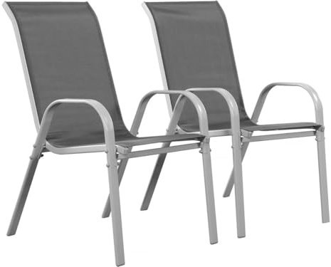 Habitat et Jardin - Lot de 2 Fauteuils de Jardin en Textilène et Acier Gris Foncé - Cordoba|Phoenix - Chaises de Jardin avec Accoudoirs - Chaises de Maison Solides et Légères