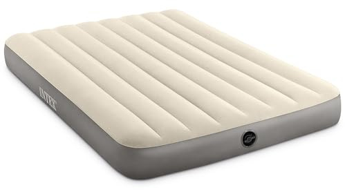Intex 64102E Dura-Beam Standard Single-High Air Mattress: Fiber-Tech – Full Size – 10in Bed Height – 600lb Weight Capacity – Pump Sold Separately