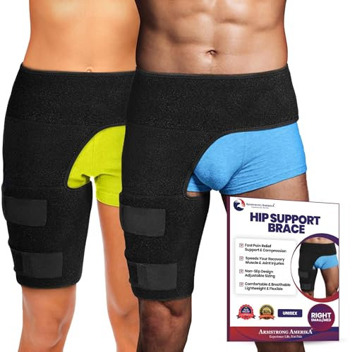 Hip Brace Thigh Compression Sleeve | Sciatica Pain Relief Device | Hamstring & Groin Compression Sleeve Wrap for Sciatic Nerve Relief | Hip Support Brace for Women & Men | (S/M RIGHT)
