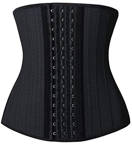 YIANNA Korsett Shapewear Damen Bauchweg Stark Formend Latex Waist Trainer Sport Body Shaper Corsage Taillen Mieder Taillenformer Schwarz 20173 S