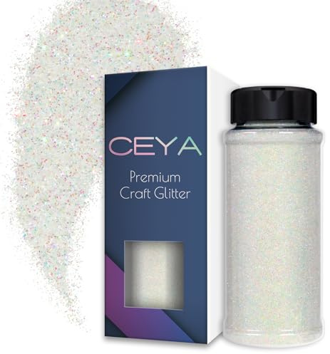 Ceya 100g Ultra Fine Glitter Polvere Colorata Iride Bianco per Slime, Resina Epoxy, Tumbler, Nail Art, Trucco, Scrapbook, Carte di Nozze, Gioielli, Pittura, Arti