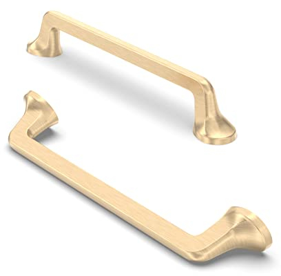 FURNIWARE 10 Stück Möbelgriffe Schrankgriffe Küchengriffe Griffe Möbel Schubladengriffe Griffe für Küchenschränke Schränke Möbelgriffe Schubladengriffe 128mm Lochabstand Messing