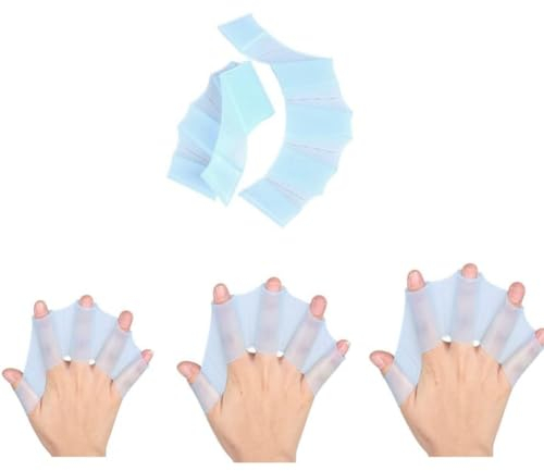 Wisafory 3 Paar Schwimmhäute Silikon Schwimmhandschuhe Finger Schwimmflossen Wassersport Schwimmhand Flossen Handschuhe Unterwassertauchen Training Handflossen Handpaddel Schwimmpaddel SML