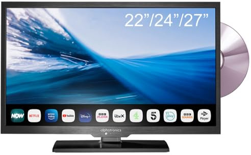 Maxview Alphatronics SL Line+ Smart TV with DVD Player for Motorhome Caravan Truck Boat 12v or 240v 24 inch Super Slim LED Wifi Bluetooth Connected Television - 24
