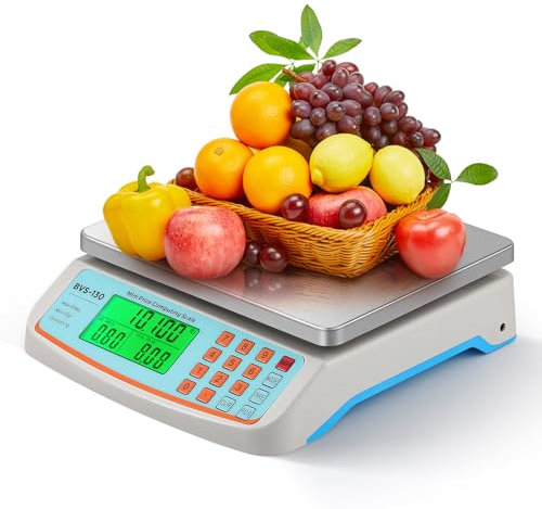 Bonvoisin Kommerzielle Lebensmittelwaage 30kg/66lb Preisberechnungswaage, Edelstahl-Waagschale, kg/lb/oz Umrechnung und PCS Zählung, Deli-Produktwaage für Küche, Markt, 1g Teilung (EU)