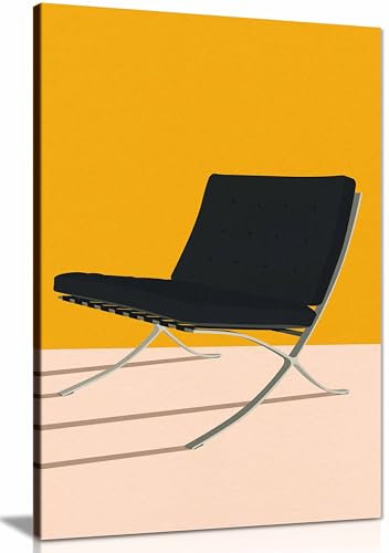 Gerahmter Leinwanddruck, Motiv: Barcelona Chair von Mies Van Der Rohe, Bilder für Wände, Schlafzimmer, Wohnzimmer und Badezimmer, 46 x 31 cm